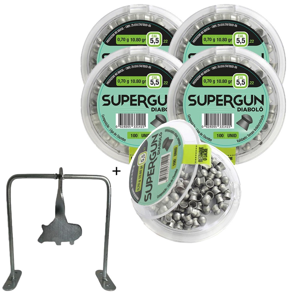 5 Chumbinhos Supergun 5.5mm 500 Unidades – Technogun + Alvo Javali em Oferta na Shopee
