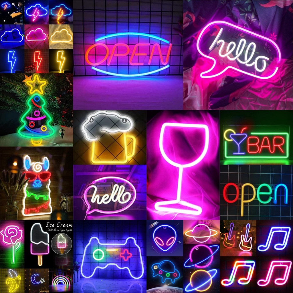 Open Neon Lâmpada De Parede Decoração De Interiores Luz LED Night Light Para Wall Art Decorativa Quarto Do Partido