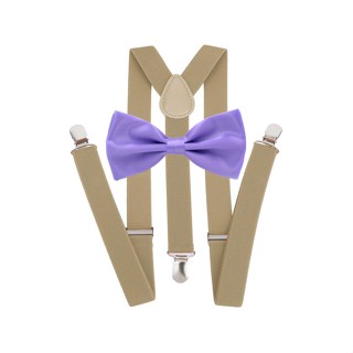 Kit Suspensório Bege + Gravata Borboleta Lilás W2S:244/247