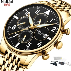 NIBOSI Men's Watches Military Luxury Watch Mens Quartz Stainless Clock Fashion Chronograph Watch Man Relogio Masculino