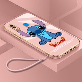 Cartoon Cute Stitch Casing Samsung Galaxy A10S A10S A20 A20S A21S A22 5G A30 4G Revestimento Quadrado De Silicone Macio Capa Traseira Anti-Queda Com Cordão