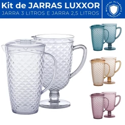 Kit Luxxor Jarra De Acrilico Com Tampa 3 Litros + Jarra 2,5 Litros De Acrilico
