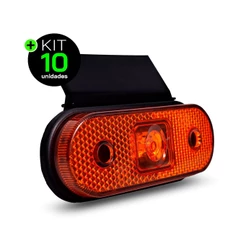 Kit 10 Lanternas Lateral Carreta Facchini LED Âmbar Laranja com Suporte com Fio 12V 24V