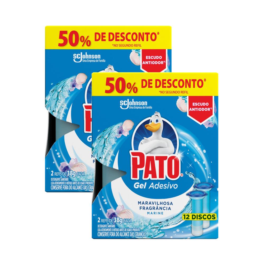 Kit Refil Detergente Sanitário Pato Gel Adesivo Marine 38g com 24 discos em Oferta na Shopee