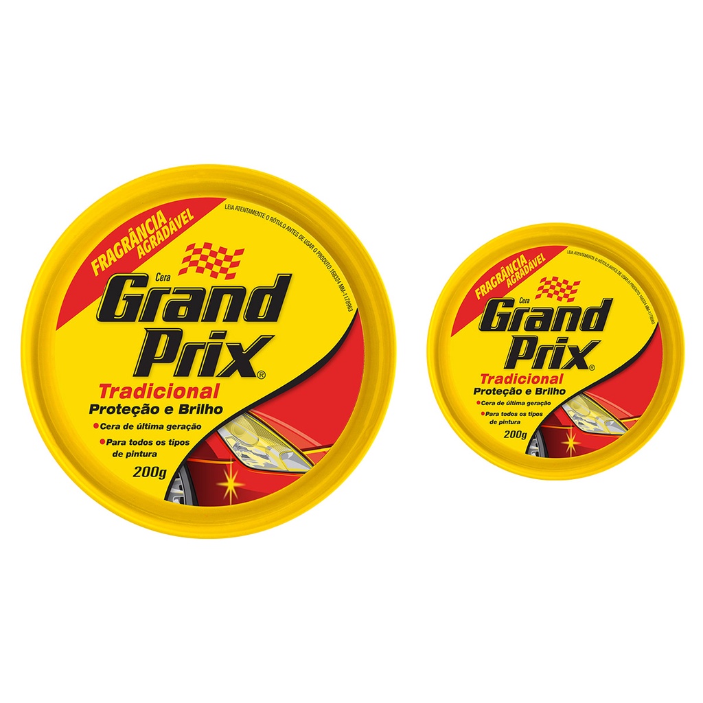 Cera em Pasta Tradicional Lata 200g Grand Prix 2 unidades - Cera Automotiva Carro em Pasta Auto Brilho e Proteção UV