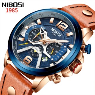 NIBOSI Top Marca Esportiva Casual Masculino Luxo Militar Couro Relógio De Pulso Homem Relógio Moda Cronógrafo Relogio