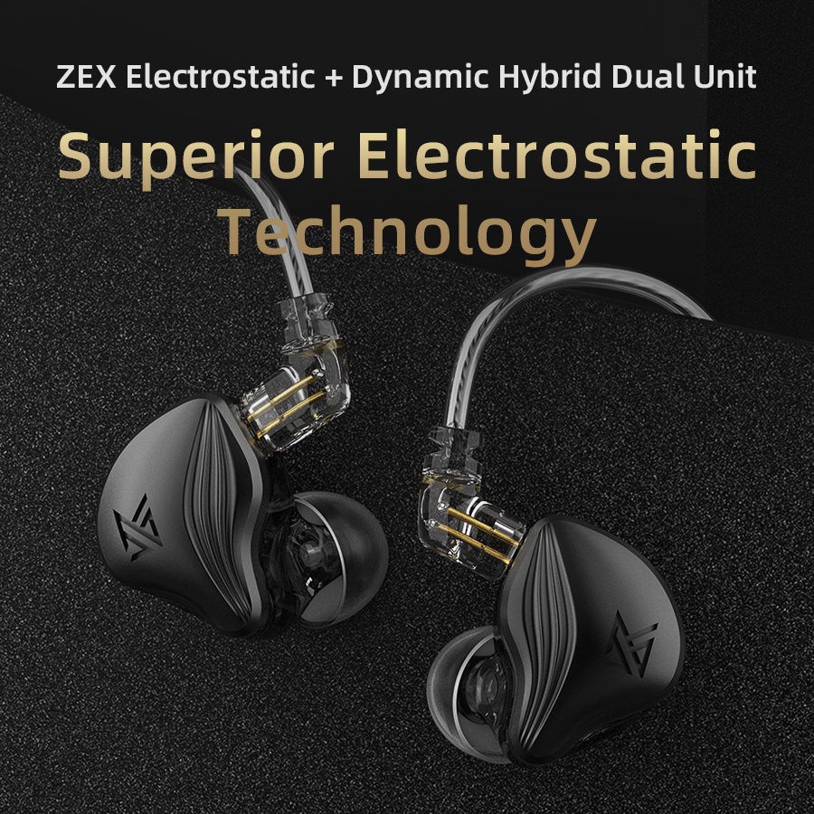 KZ ZEX 1 Eletrostático 1 Dinâmico In Ear Monitor Tampões Auriculares
