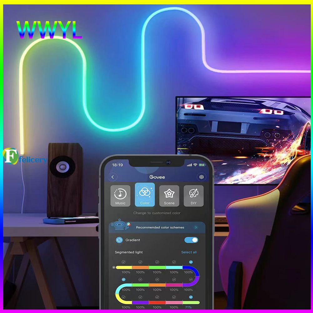 Tuya Smart WiFi RGB LED Fitas De Néon Sincronização De Música Neon Luz Impermeável Funciona Para A Vida Inteligente Alexa E Google Home fe