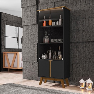 Cristaleira Madri Sala de Estar com Pés de Madeira Maciça em Oferta na Shopee