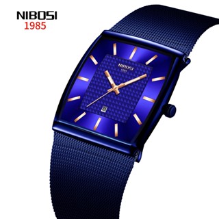 NIBOSI 2021Homens Rel Gios Rel Gio Azul Quadrado De Quartzo Masculino Rel Gio De Pulso Prova D 