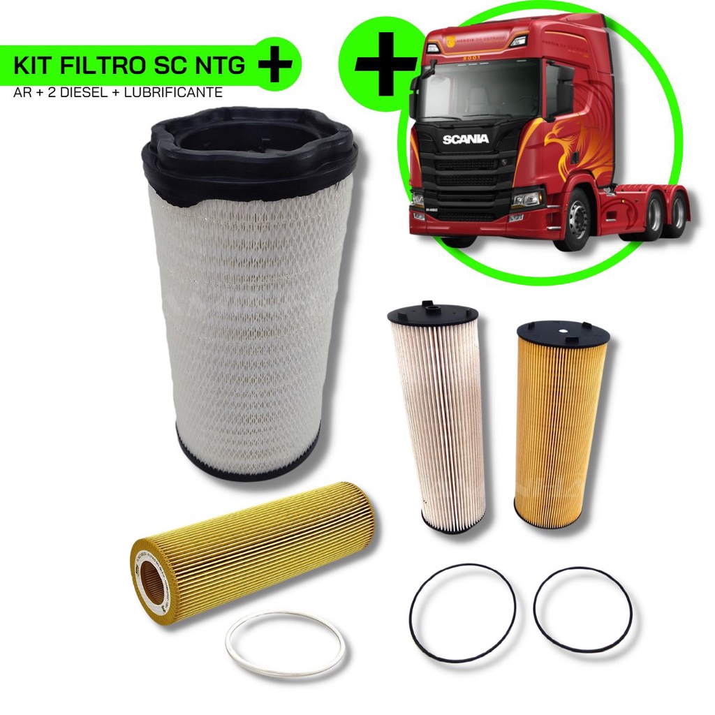 Kit Filtro Scania NTG 2019... 1 Ar + 2 Combustível + 1 Lubrificante