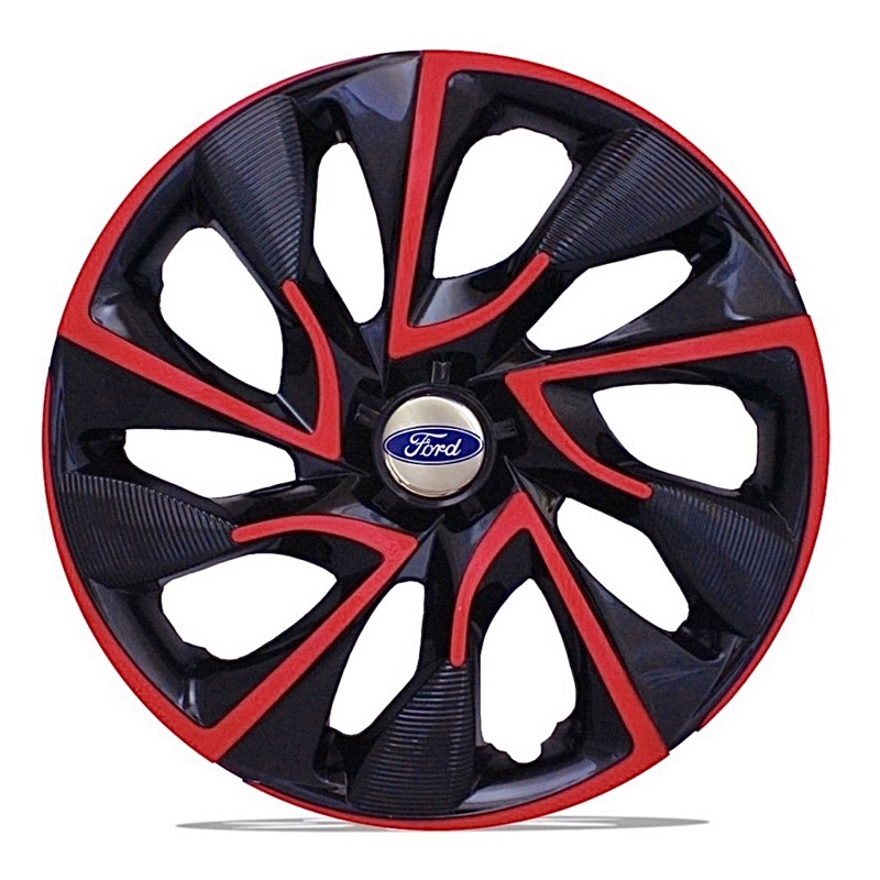 Jogo 4 Calota Ds4 Aro 14 Ford Ka Focus Fiesta Ecoposrte Preto/Vermelho