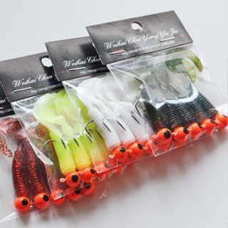 5pcs Iscas De Pesca Biônicas Macias 5g Anzol De Chumbo 6cm Isca Macia De Verme Para De Robalo Natação De Água Doce