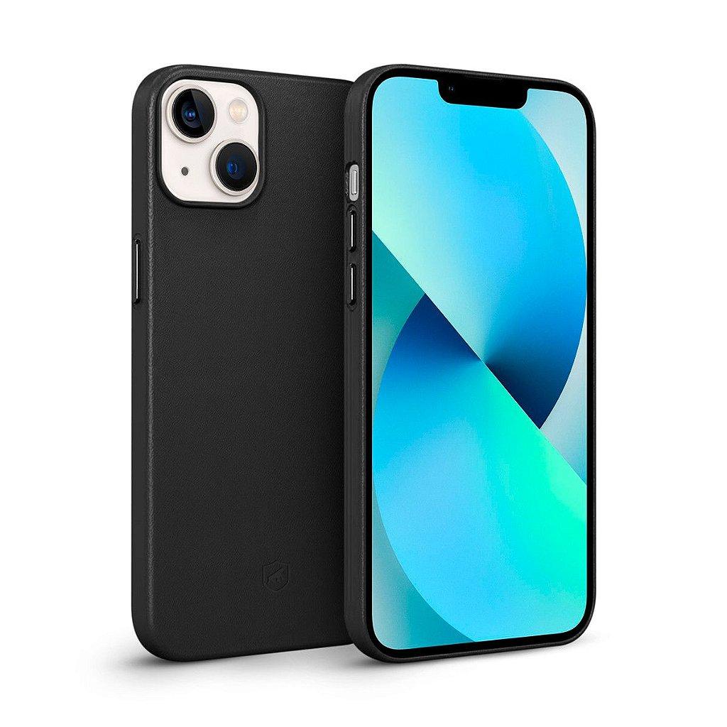 Capa Case Capinha Premium de Couro para iPhone 13 - Dual Preta, Proteção Reforçada - Gshield