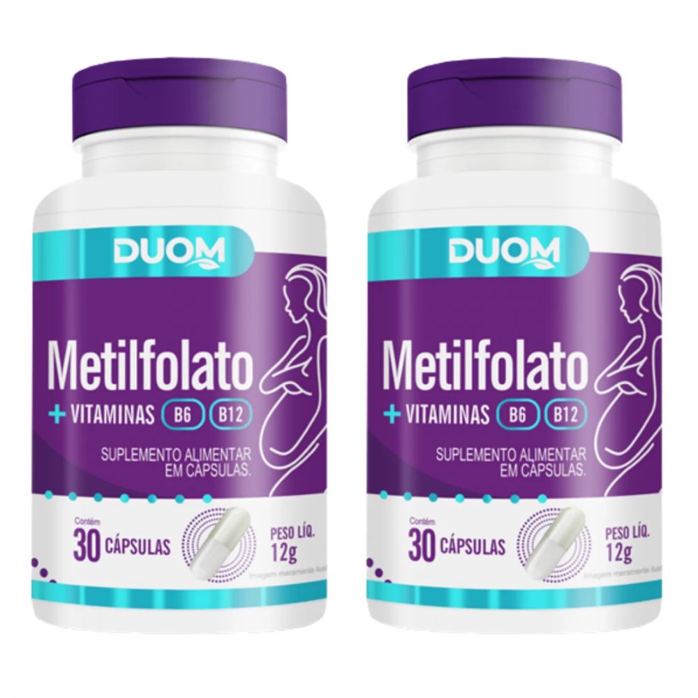 Kit C/ 2 Vitaminas B6 e B12 Metilfolato - Contém 30 Cápsulas Cada