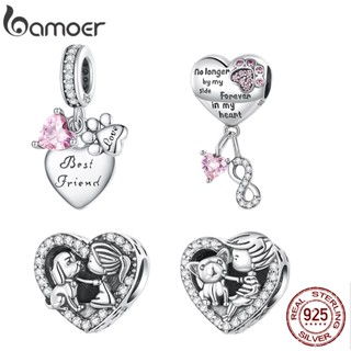 Bamoer Prata 925 Pingente Série Pet Miçanga Para Jóias Pulseira Diy