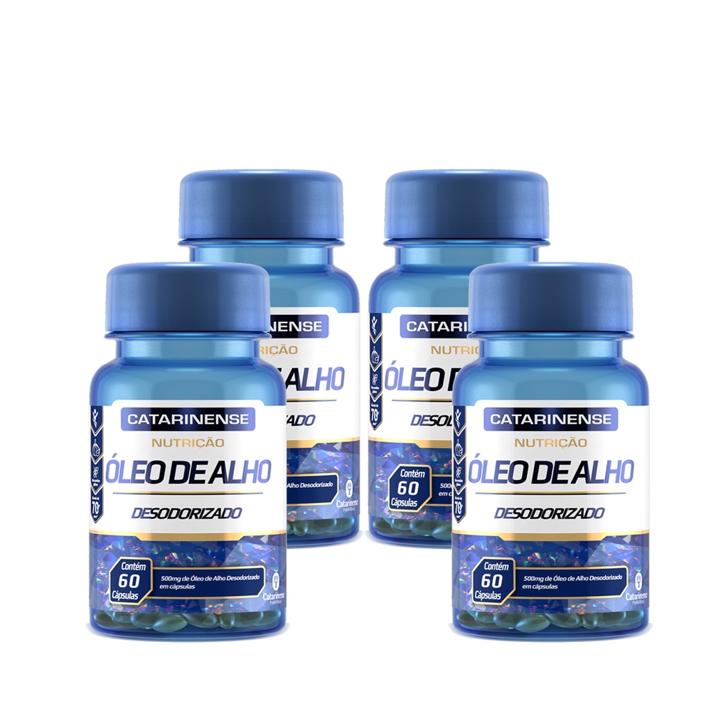 4x Óleo de Alho Desodorizado 500mg 60 Cápsulas - Catarinense