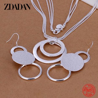 ZDADAN 925 Colar De Prata Esterlina Conjunto De Brincos Para Jóias De Noivado Moda Feminina