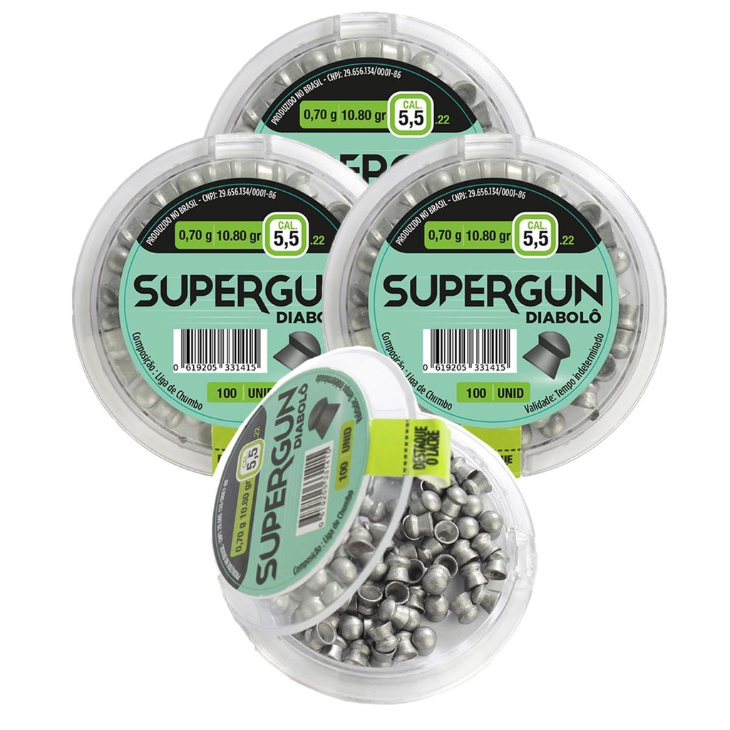 4 Chumbinhos Supergun 5.5mm 400 Unidades – Technogun em Oferta na Shopee