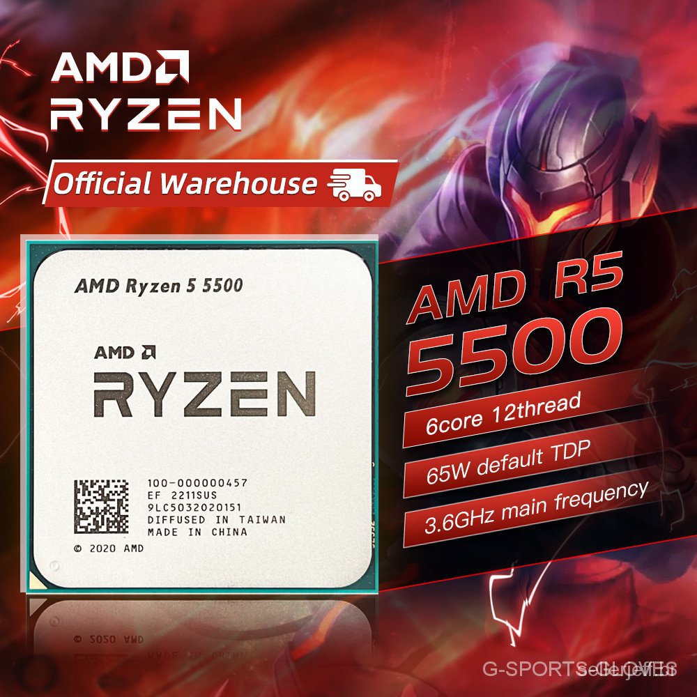 Amd ryzen 5 5500 r5 5500 3,6 ghz 6-core Processador cpu Linhas De Doze 7nm l3 = 16m 100-000000457 Outlet am4 pcie 3.0 Novo QBFI Soquete