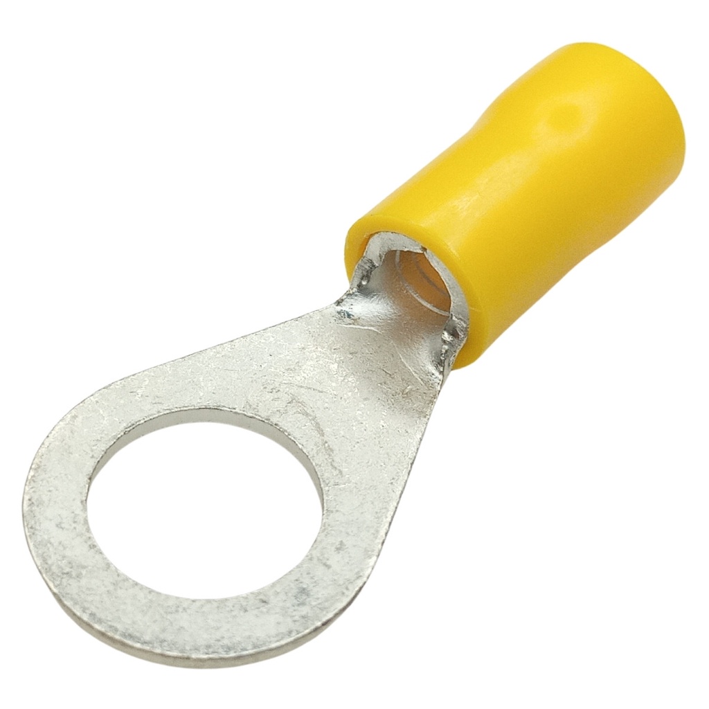 Kit 30 Terminais Olhal Pré Isolado Anel Argola 4mm à 6,0mm M8 Pvc Amarelo Fio Terra Energia Crimper