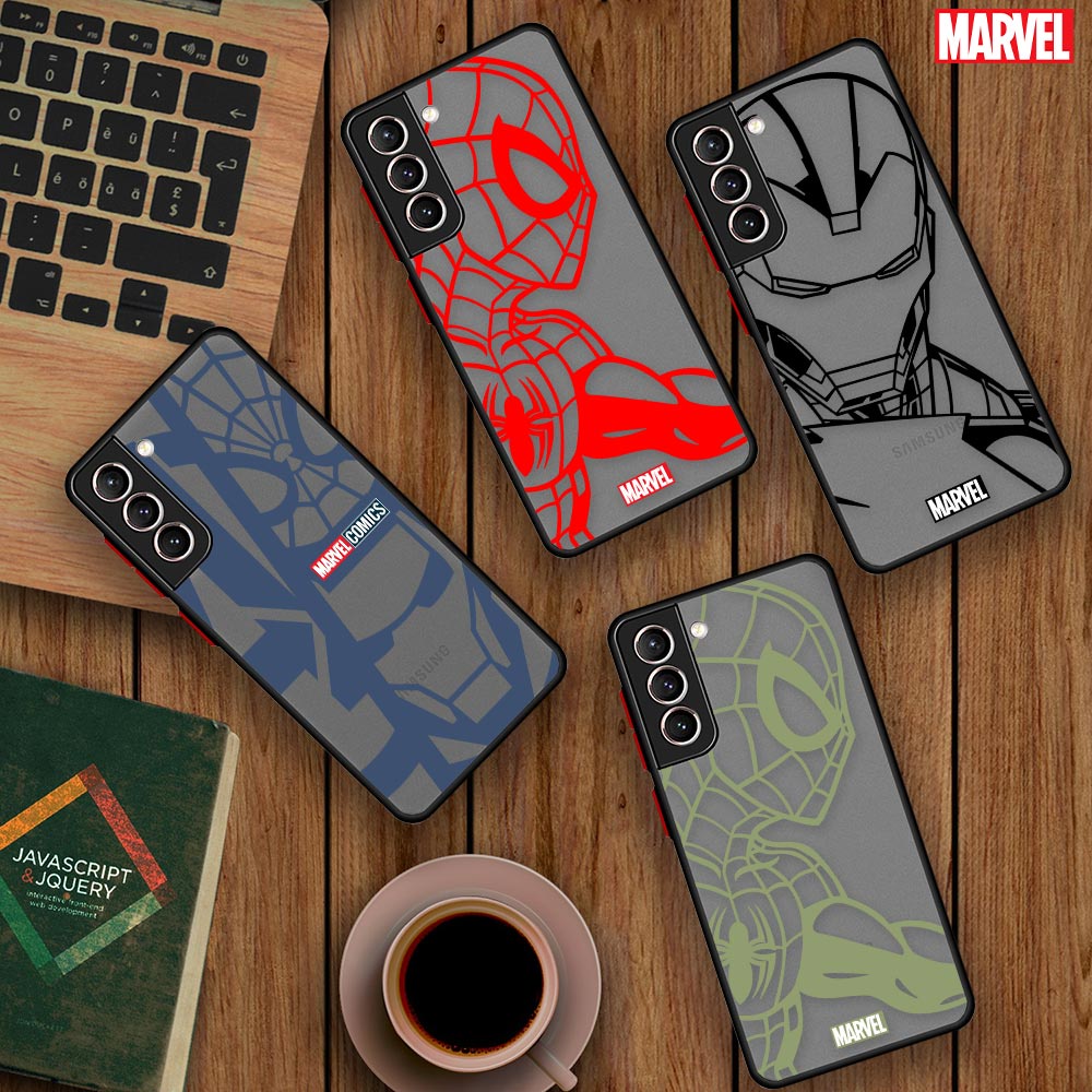 MARVEL Ironman Homem-Aranha Vingadores Capa De Celular Fosca Para Samsung Galaxy A73 A72 A71 A70 A53 A52 A51 A50 A42 A33 A32 A31 A30 A22 A20 5G Note10 Lite Plus Note20 Ultra Nota9 Nota8