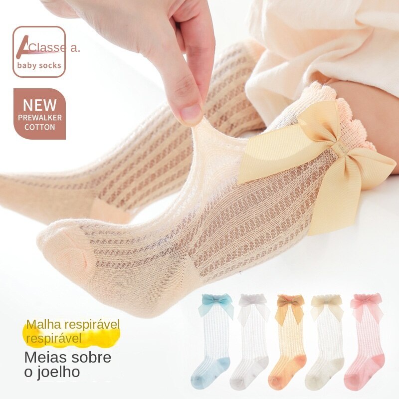 Novas Meias De Malha Ultrafinas Para Crianças Cano Grande Bebês Meia-Mosquito Boca Solta Meias's meia infantil em Oferta na Shopee