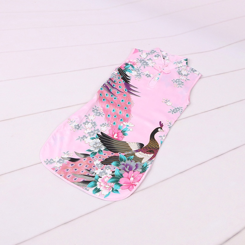 Detalhes do Vestido Qipao Para Meninas De Flor Giratório De Furo Único Colarinho Pequeno Cheongsam