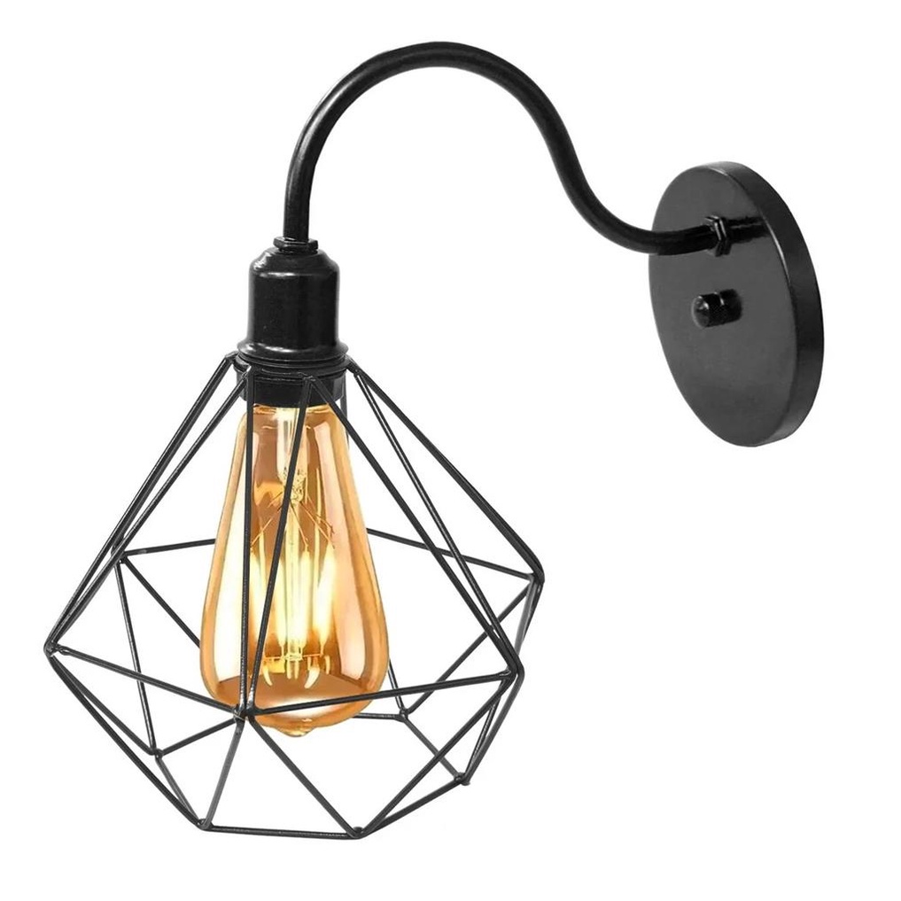 Luminaria Lustre Arandela Aramada Diamante Retro Design E27 Elegante Industrial Preto 60w