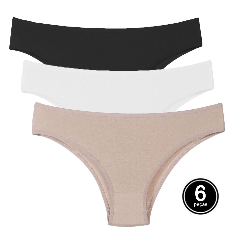 Kit Calcinhas Tanga Com 6 Peças de Algodão Sortida em Oferta na Shopee