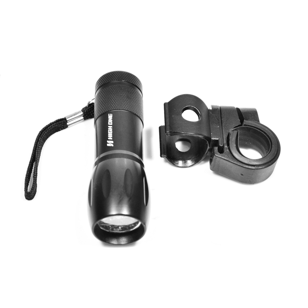 Farol 9 LEDS Bike Alum c/ suporte plast. e bateria - High One