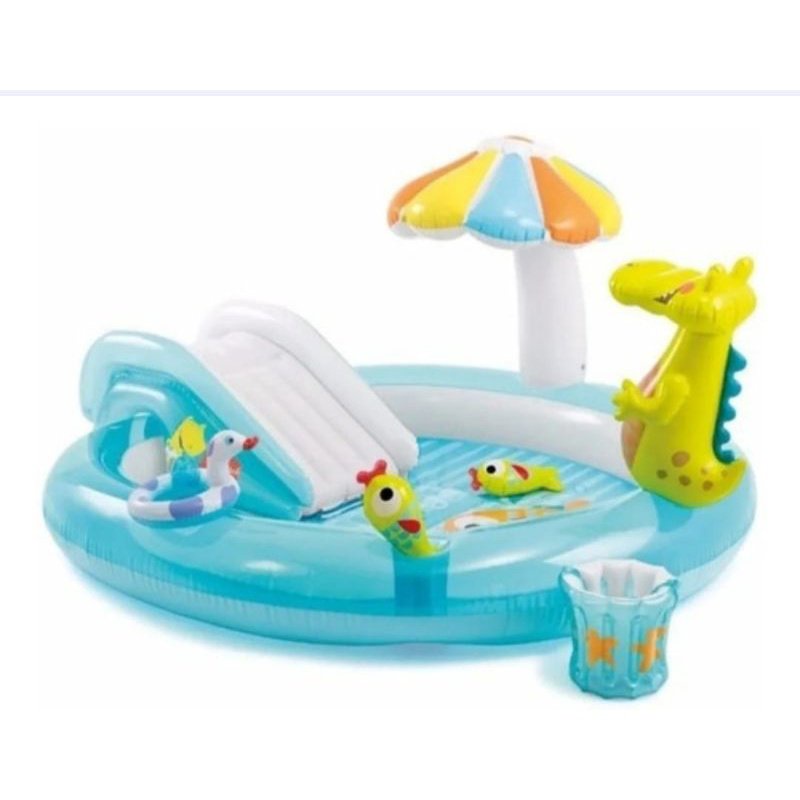 Piscina Infantil Com Playground E Intex Alligator Slide Szx4 Shopee Brasil