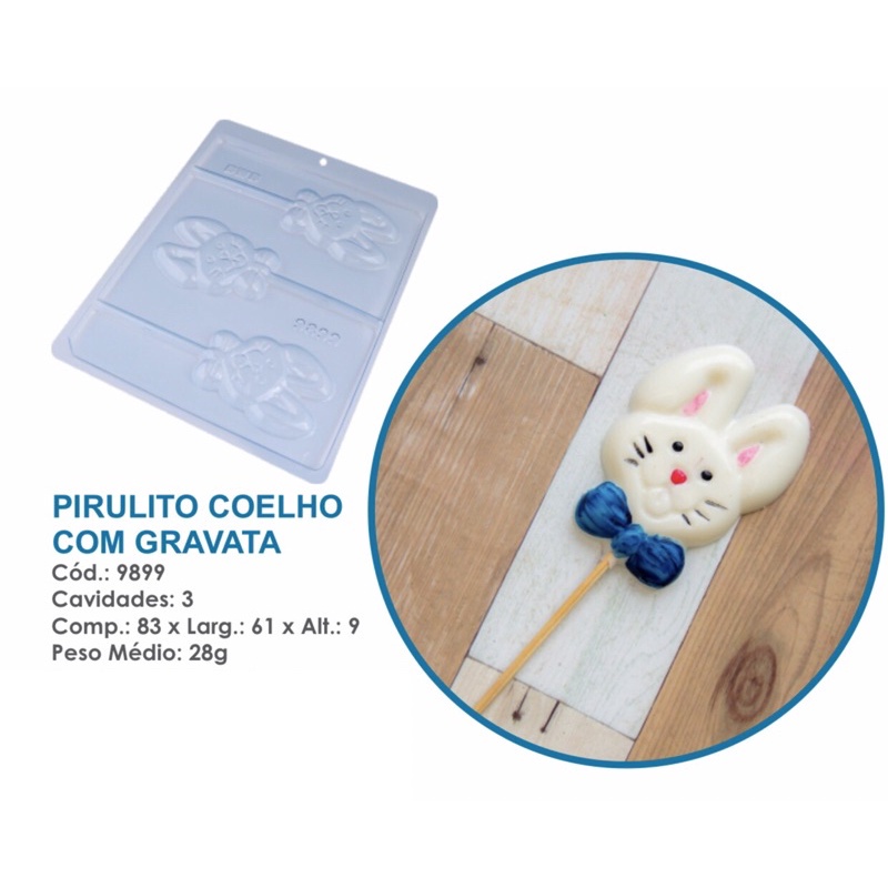Forma Bwb Simples Pirulito Coelho Com Gravata Cód. 9899 em Oferta na Shopee