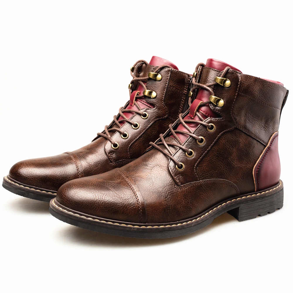 Zíper Lateral Botas De Couro Masculino De Tamanho Grande 38-48 Simples De Trabalho Da Moda Martin