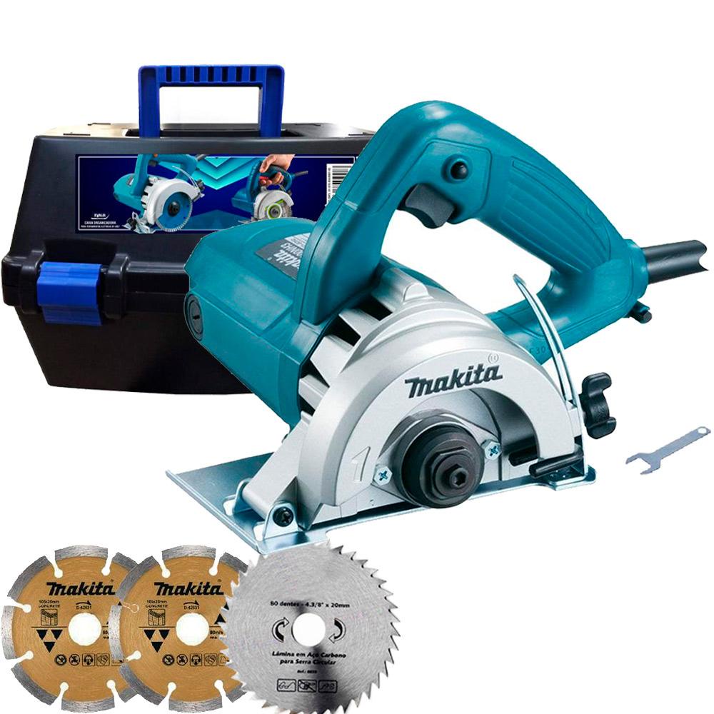 Serra Mármore 4.3/8 POL 1.300W 4100NH3ZX2 MAKITA kit com Discos e Maleta - Home & Living