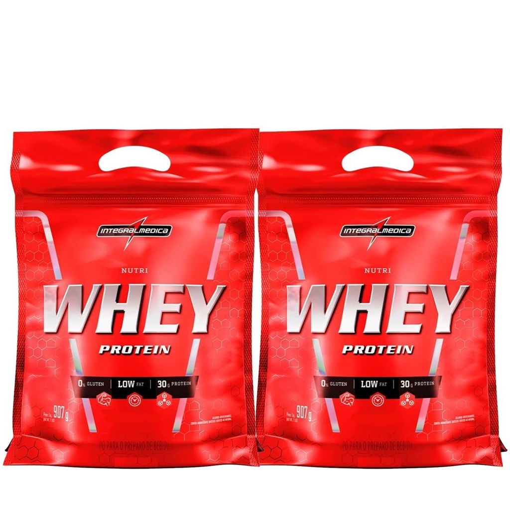 KIT 2X Whey Protein Nutri 907g Refil Integral Medica Nutry Integralmedica