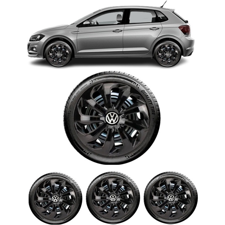 Jogo 4 Calotas Aro 15 Vw Volkswagen Up Gol Polo Saveiro Fox Crossfox Nivus  LC122
