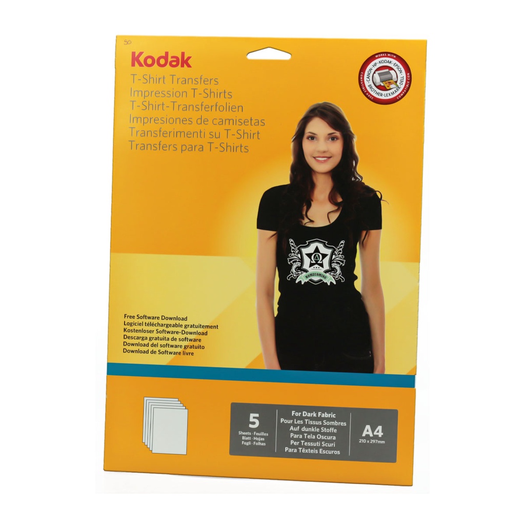 Papel Transfer Kodak para Camiseta de Cor Escura - 5 Folhas