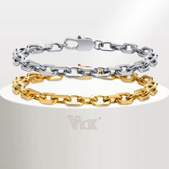 Vnox Marca Casual Masculina De Aço Inoxidável Corrente Feita À Mão Ouro Moda Metal Presente Jóias