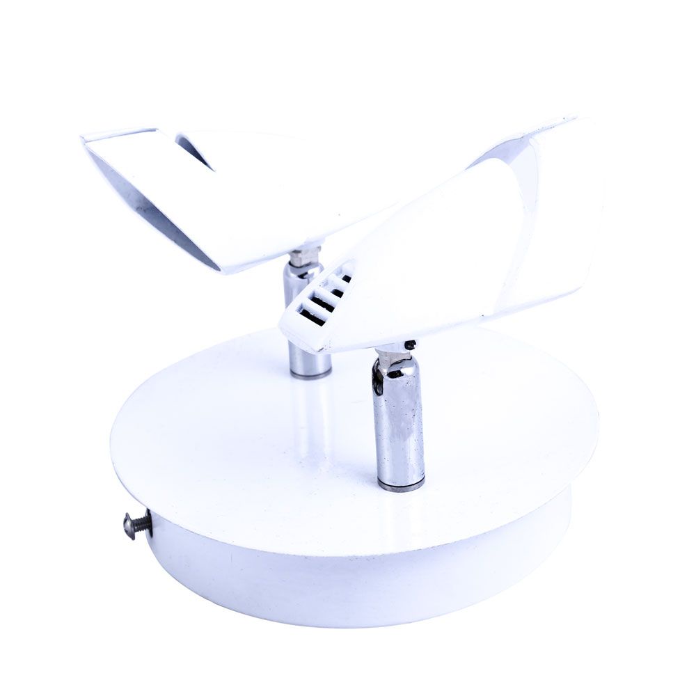 Spot Base De Canopla Branco Com Cromado 2 Lampadas Mr16 Dicroica