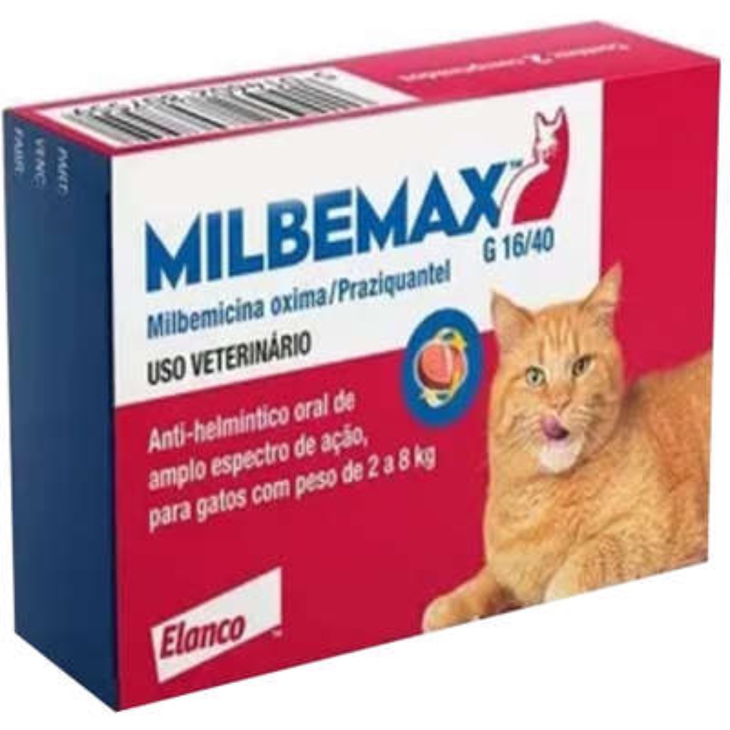 Milbemax Vermifugo Para Gatos 2 A 8 Kg 2 Comprimidos 16/40MG em Oferta na Shopee