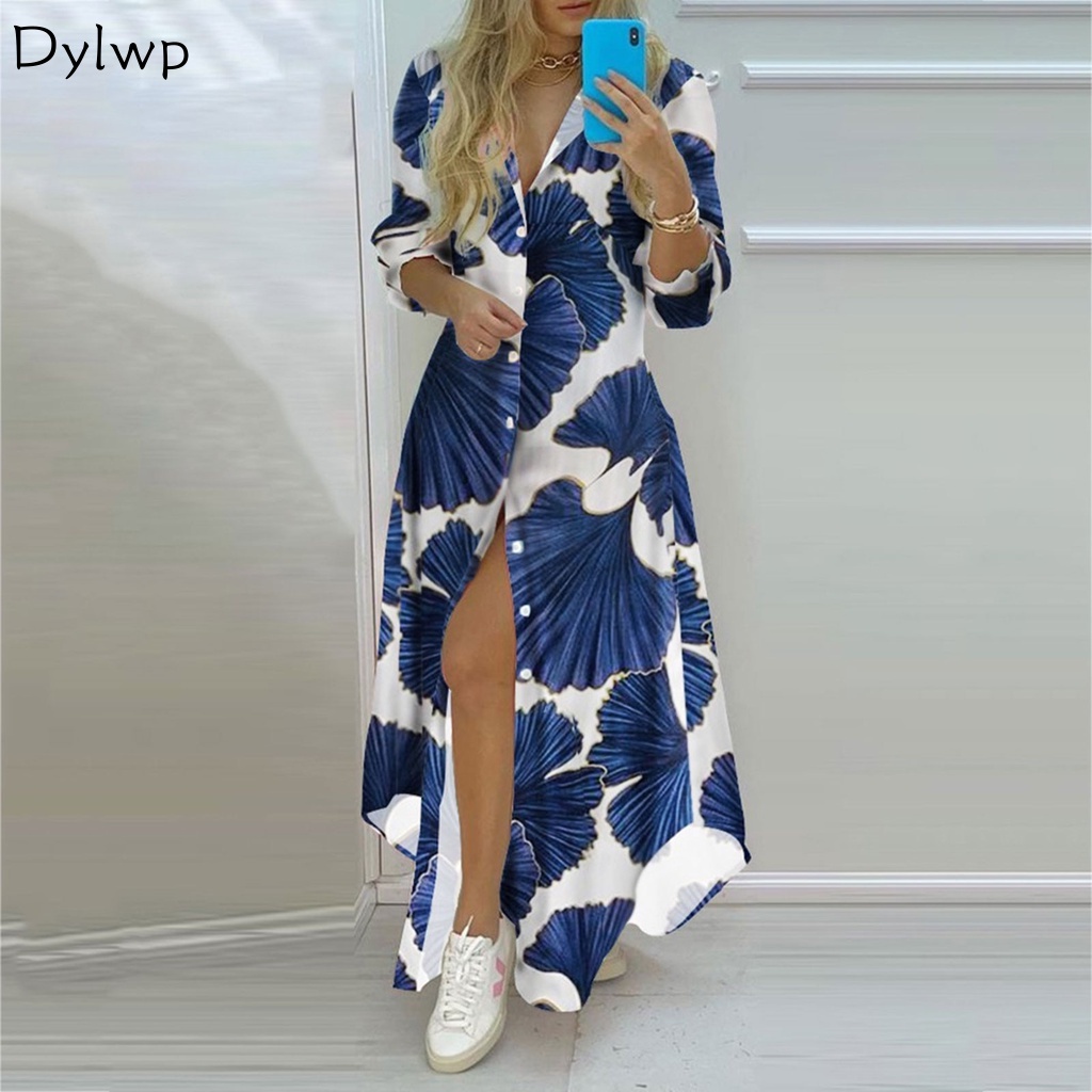 Vestido Longo Feminino Com Listrada Estampa