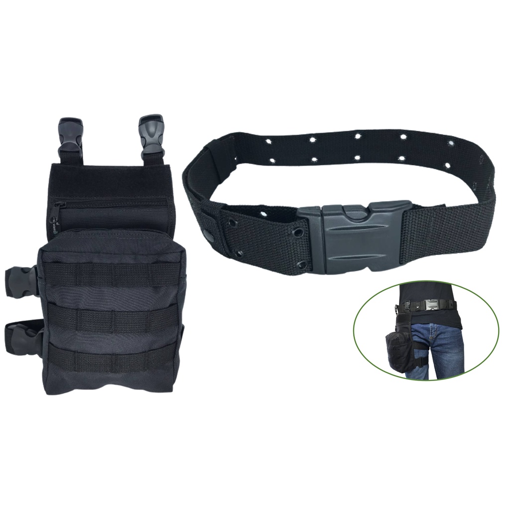 Bornal Tático Modular Preto + Cinto de Guarnição Ilhós  Kit 2 em Oferta na Shopee
