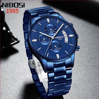 NIBOSI 2021 Top Marca Relógio masculino de luxo Relógio Azul Masculino Relógio Militar Esportivo Quartz Relogio masculino
