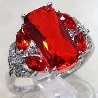 Pedra Preciosa Anel De Noivado Natural Vermelho Ruby 925 Prata Tamanho 6 7 8 9 10 Presente Dia dos Namorados