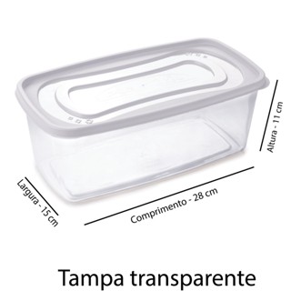 Pote transparente Retangular Plasutil 3 Litros Presidio Sap
