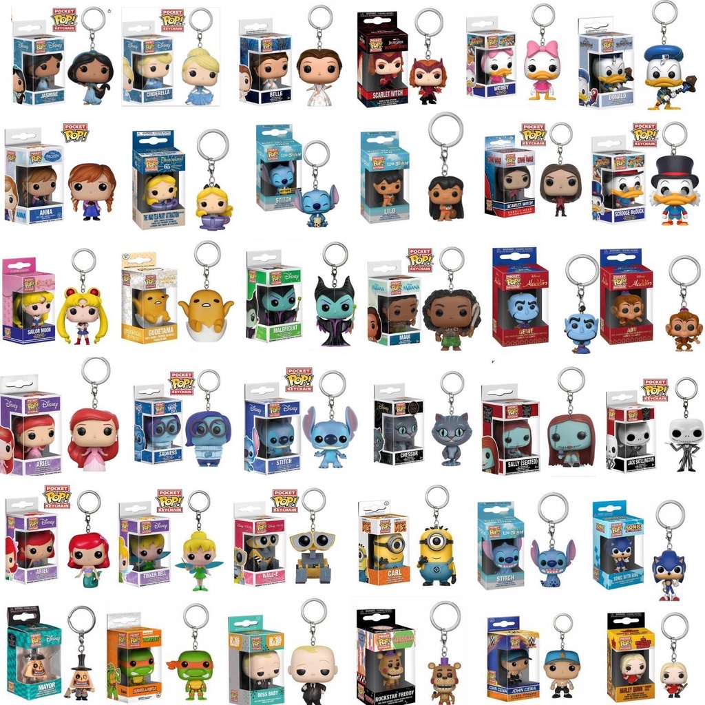 Chaveiro Funko Pop Disney Sadness Wall-E Sally Maleficent Jack Sonic Ariel Joker Batman Belle Scrooge McDuck Webby Cinderella Stitch Anna Cinderella Pocket Pop Keychain