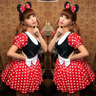 Novo Desenho Animado Feminino 2XL Adulto Sexy Minnie Mouse Costume Polka Dots Halloween Fancy Dress
