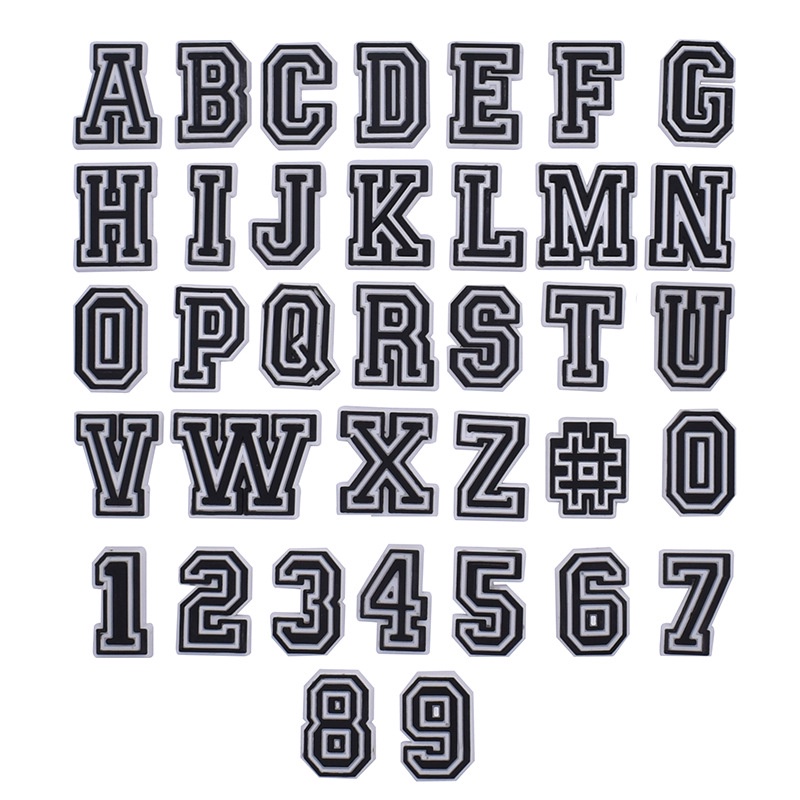 Acessórios para sandálias Pins 26 Letra A-Z Botão Preto De Faça-Você-Mesmo