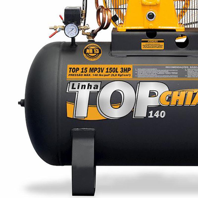 Detalhes do Compressor De Ar Elétrico Chiaperini Top Top 15 Mp3v 150l Monofásica Preto 110v/220v